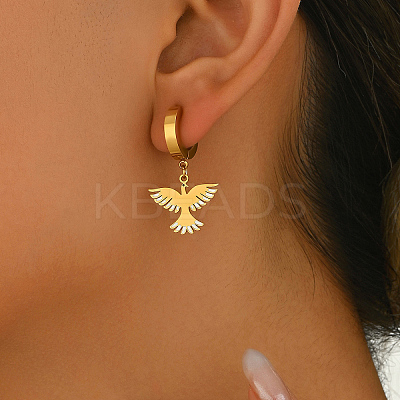 Metal Bird 201 Stainless Steel Hoop Earrings for Women Daily Versatile Jewelry SE6238-1-1