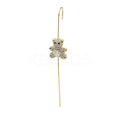 Brass Crystal Rhinestone Ear Wrap Crawler Hook Earrings for Women EJEW-C097-02G-02-1
