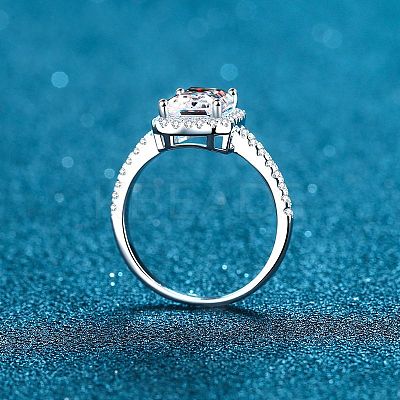 Rhodium Plated 925 Sterling Silver Micro Pave 5x7mm Emerald Cubic Zirconia Finger Rings for Women WG8E258-85-1