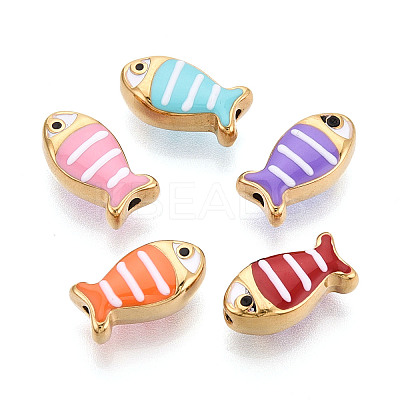 304 Stainless Steel Enamel Beads STAS-N124-38G-1