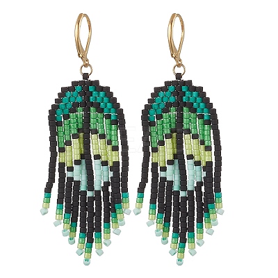 Handmade Glass Seed Beads Dangle Earrings EJEW-MZ00561-1