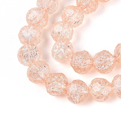 Transparent Crackle Glass Beads Strands GLAA-N053-8mm-09-1