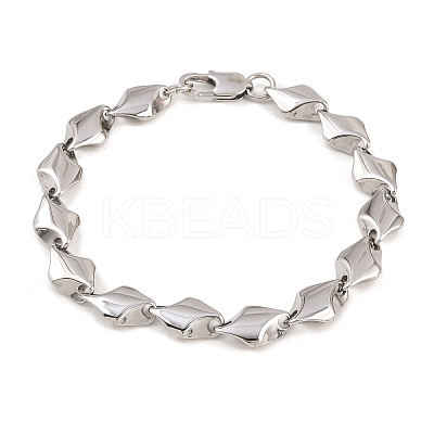 304 Stainless Steel Rhombus Link Chain Bracelets for Men Women BJEW-G766-03P-01-1