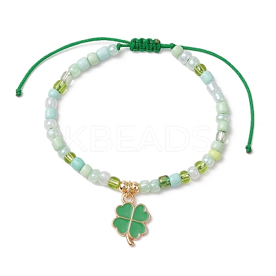 2Pcs Adjustable Nylon Cord Glass Seed Braided Bead Bracelets BJEW-JB11436-S-1