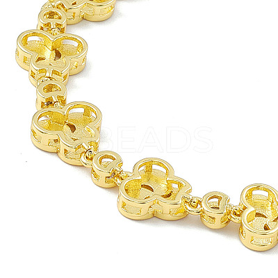 Colorful Enamel Windwill & Cubic Zirconia Link Chain Bracelet BJEW-P288-12G-1