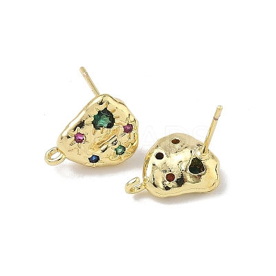 Brass Micro Pave Cubic Zirconia Stud Earring Findings KK-U075-01B-04G-1