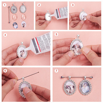 DIY Oval Pendant Brooch Making Kits DIY-CA0004-04-1