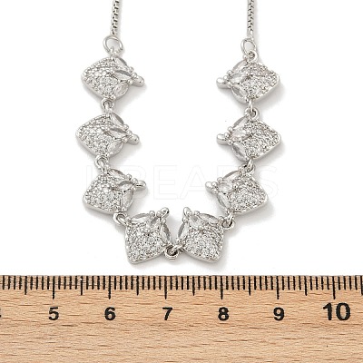 Brass Micro Pave Clear Cubic Zirconia Fruit Bib Necklaces NJEW-F342-01A-P-1