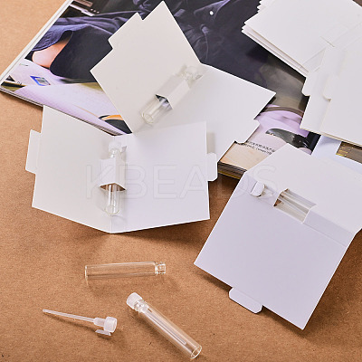 Column Glass Perfume Bottles with Paper Card AJEW-TADJ0001-22B-1