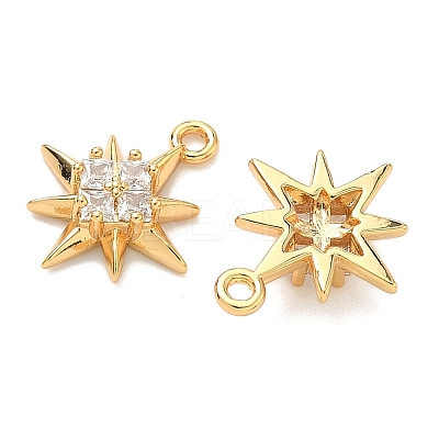 Brass Micro Pave Cubic Zirconia Star Charms KK-A281-13A-G-1