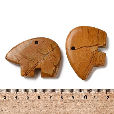 Natural Wood Lace Stone Pendants G-T144-08G-1
