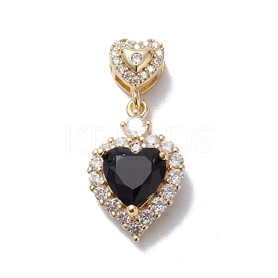 Rack Plating Brass Cubic Zirconia Pendants KK-E003-37G-1