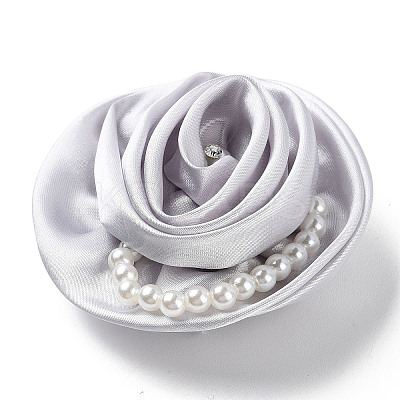 Flower Cloth with Plastic Pearl Brooch Pin JEWB-K013-01P-06-1