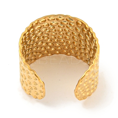 Ion Plating(IP) 304 Stainless Steel Textured Open Cuff Ring RJEW-A043-10G-1