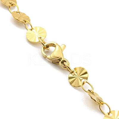 Ion Plating(IP) 304 Stainless Steel Flat Round Link Chain Necklaces LS-NJEW-P285-07G-1
