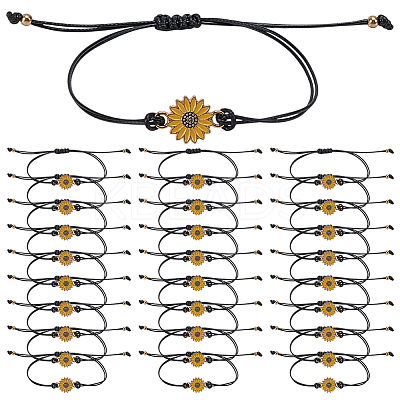 30Pcs Adjustable Waxed Cord Braided Bracelet for Women BJEW-GO0001-27-1