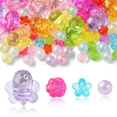 80Pcs 4 Styles Transparent Acrylic Beads MACR-FS0001-61-1
