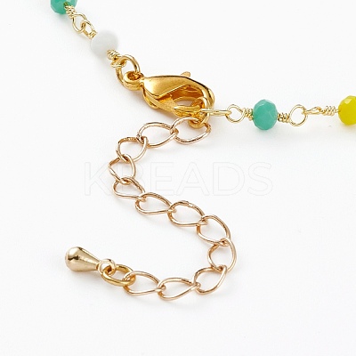 Faceted Glass Beaded Anklets AJEW-AN00379-1