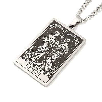 Non-Tarnish 304 Stainless Steel Tarot Pendant Necklaces NJEW-A026-01P-03-1