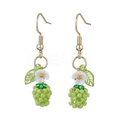 Handmade Glass Seed Beads Apple Dangle Earrings EJEW-MZ00575-1