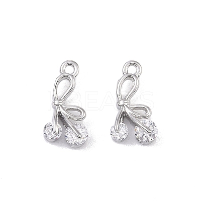 Brass Micro Pave Clear Cubic Zirconia Pendants KK-K351-46E-P-1