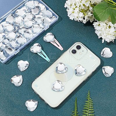 60Pcs Heart Acrylic Rhinestone Stick-On Cabochon TACR-FG0001-15B-1