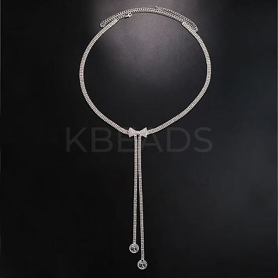 Bowknot Alloy Full Crystal Rhinestone Tassel Waist Belly Chains for Women FS-WG8B8BC-02-1
