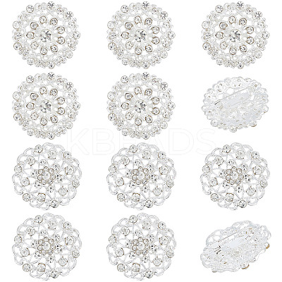 10Pcs 2 Style Crystal Rhinestone Flower Brooch Pin JEWB-GF0001-30-1