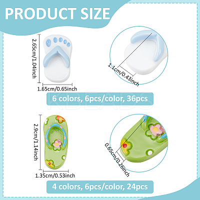 60Pcs 10 Styles Opaque Resin Decoden Cabochons RESI-NB0002-08-1