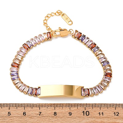 304 Stainless Steel Glass Link Chain Bracelets BJEW-G753-03G-03-1