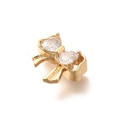 Brass Micro Pave Cubic Zirconia Beads KK-C085-09G-1