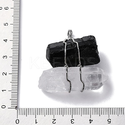 Natural Tourmaline & Quartz Crystal Nuggets Big Pendants G-K338-43P-04-1
