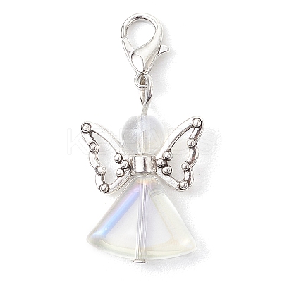 Angel Glass Pendant Decorations HJEW-JM02783-1