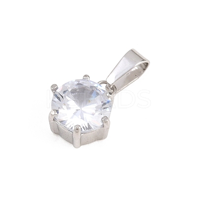 304 Stainless Steel Pave Cubic Zirconia Pendants STAS-B086-12P-01-1
