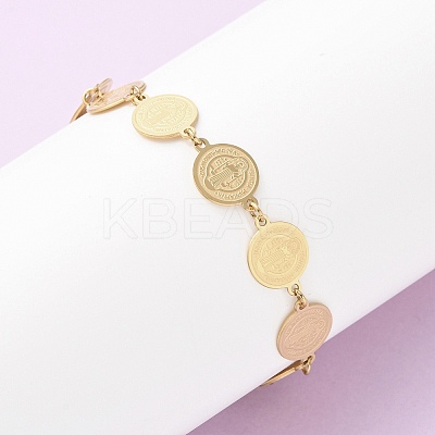 Religion 304 Stainless Steel Link Chain Bracelets for Women LS-BJEW-F524-01G-1