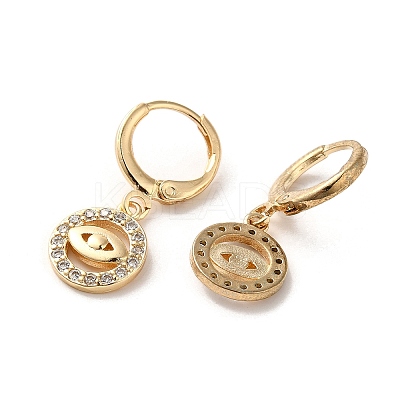 Horse Eye Brass Dangle Leverback Earrings EJEW-Q797-02F-G-1