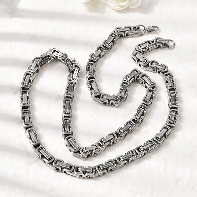Non-Tarnish 201 Stainless Steel Byzantine Chain Necklaces NJEW-V0292-07-1