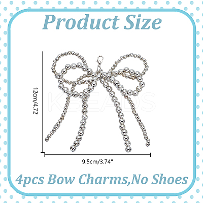 4Pcs Bowknot Plastic Imitation Pearl Beads Shoe Charms AJEW-HY0001-92-1