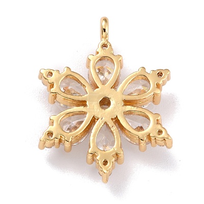 Brass Micro Pave Clear Cubic Zirconia Pendants ZIRC-L097-036G-1