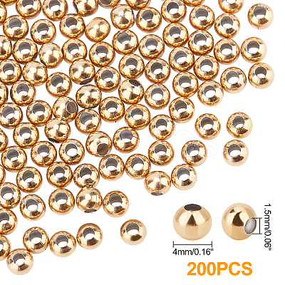 200Pcs Round PVD Vacuum Plating 304 Stainless Steel Beads STAS-UN0029-49-1