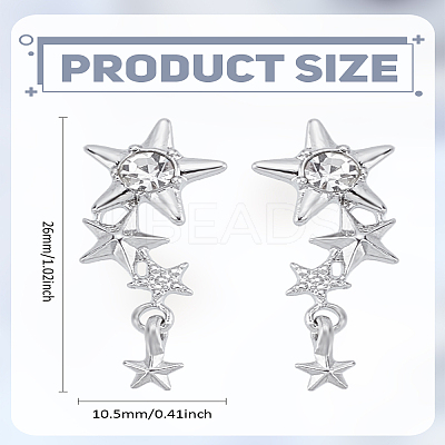 1Pair Star Alloy Crystal Rhinestone Dangle Stud Earrings for Women EJEW-LP0003-79-1