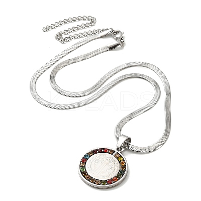 Colorful Rhinestone Saint Benedict Pendant Necklaces LS-NJEW-G123-01P-1