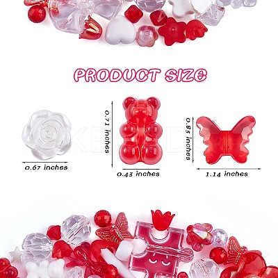 150 Pieces Random Rose Acrylic Beads Bear Pastel Spacer Beads Butterfly Loose Beads for Jewelry Keychain Phone Lanyard Making JX543H-1