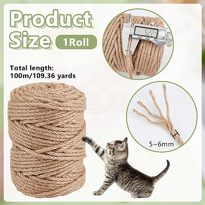 100M Jute Twisted Cord OCOR-WH0078-470A-1