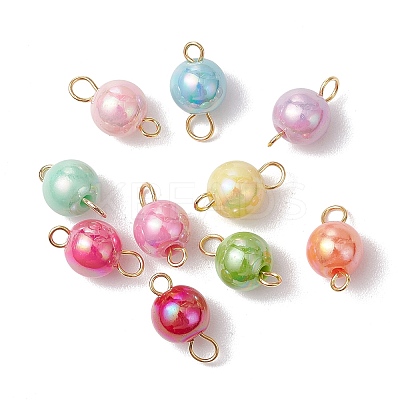 AB Color Plated Opaque Acrylic Round Connector Charms PALLOY-JF03543-01-1