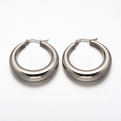 Non-Tarnish Ring 304 Stainless Steel Hoop Earrings X-EJEW-O032-02P-1