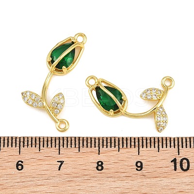 Rack Plating Brass Micro Pave Clear Cubic Zirconia Flower Connertor Charms KK-Z043-03H-1