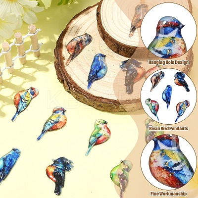 6 Sets 6 Styles Epoxy Resin Pendants RESI-YW0006-38-1