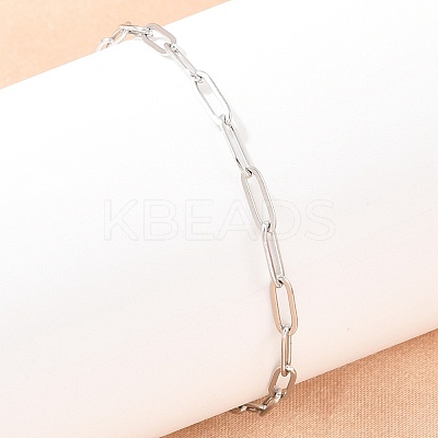 201 Stainless Steel Paperclip Chains Bracelets for Women BJEW-G767-01E-P-1
