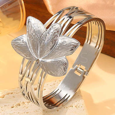 Lotus 304 Stainless Steel Hinged Bangles FS-WG60480-02-1